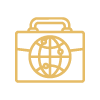 Icon of a suitcase with a globe