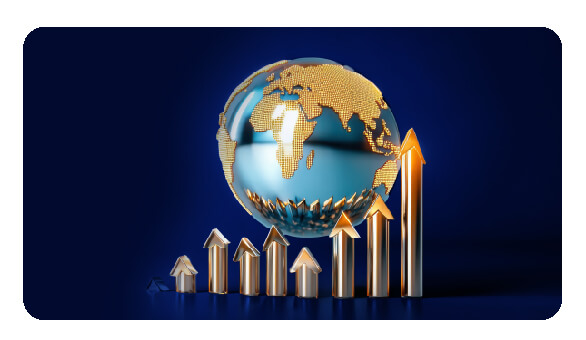Illustration showing global wealth growth and rising investment performance