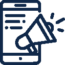 Mobile phone with a megaphone icon
